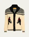 Guest In Residence Rodeo Shawl-collar Intarsia-knit Wool And Cashmere-blend Cardigan In Neutral