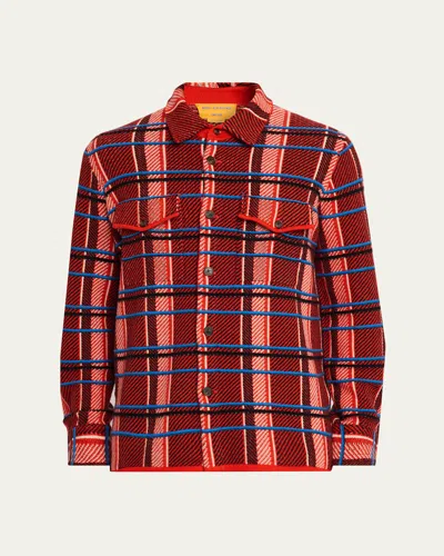 Guest In Residence Men's Windowpane Cashmere Work Shirt In Red