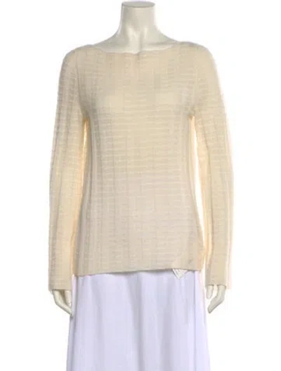 Pre-owned Guest In Residence Merino Wool Bateau Neckline Sweater In Neutral