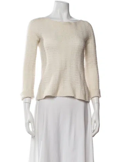 Pre-owned Guest In Residence Merino Wool Bateau Neckline Sweater In Neutrals