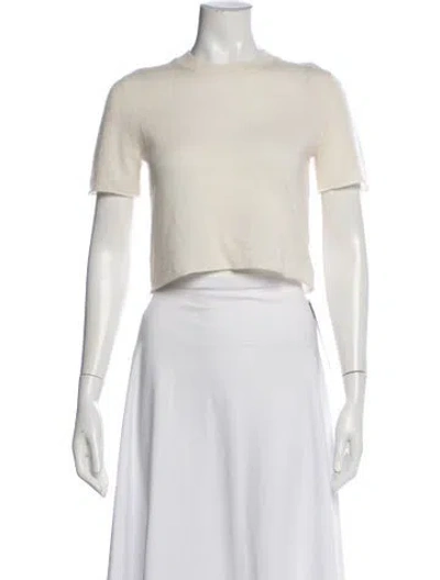 Pre-owned Guest In Residence Merino Wool Crew Neck Crop Top In Neutral