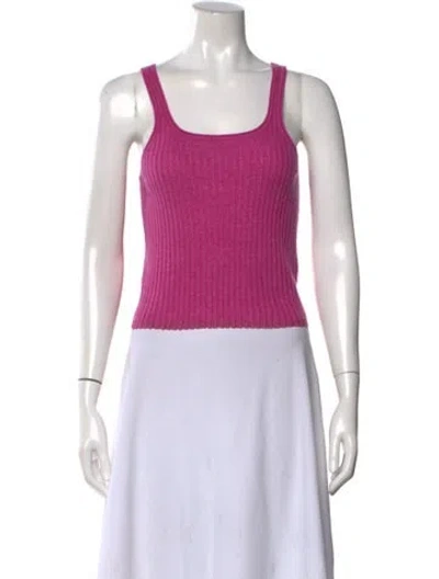 Pre-owned Guest In Residence Merino Wool Scoop Neck Top In Pink