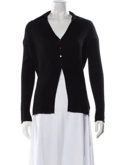 Pre-owned Guest In Residence Merino Wool V-neck Sweater In Black