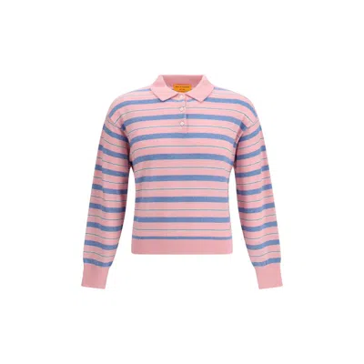 Guest In Residence Striped Three-button Polo Shirt In Multi