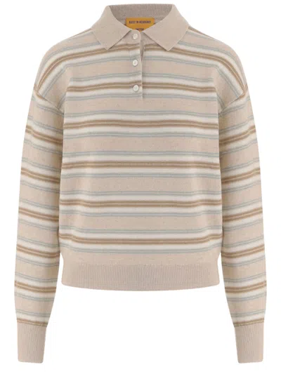 Guest In Residence Multicolor Striped Cashmere Polo Sweater In Neutral