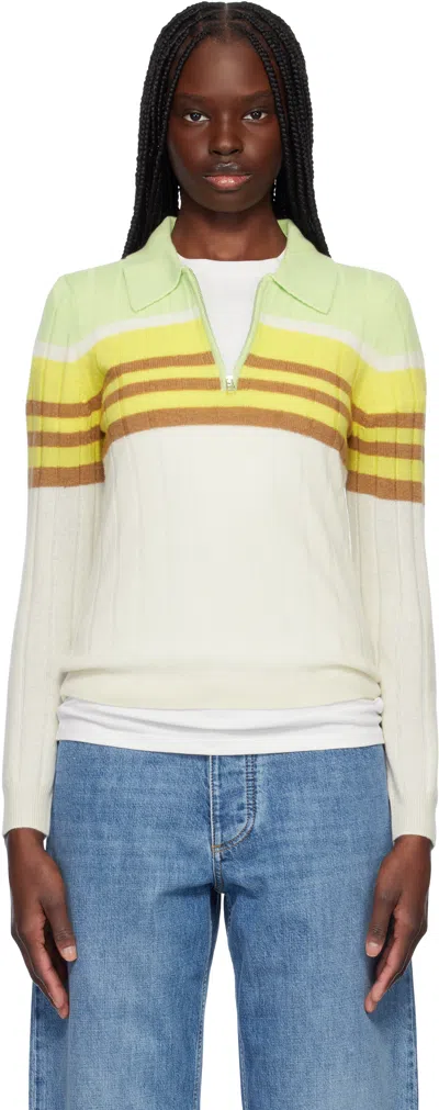 Guest In Residence Multicolor Track Polo In Cream Combo