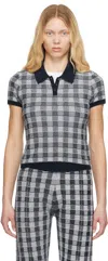 Guest In Residence Navy Gingham Shrunken Polo In Midco Midnight Combo