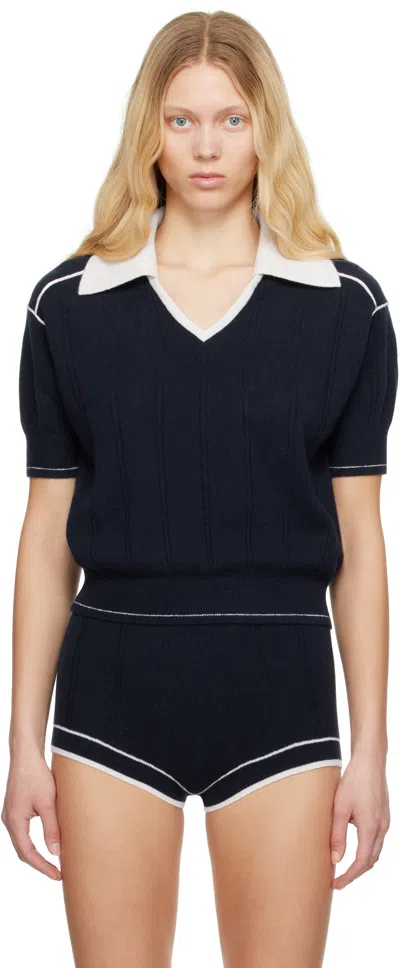 Guest In Residence Navy Pele Polo In Mid Midnight