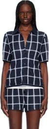 Guest In Residence Navy Picnic Plaid Shirt In Midco Midnight Combo