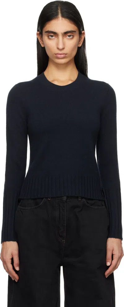 Guest In Residence Navy Shrunken Crew Sweater In Mid Midnight