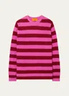 GUEST IN RESIDENCE NET STRIPE COTTON CREWNECK SWEATER