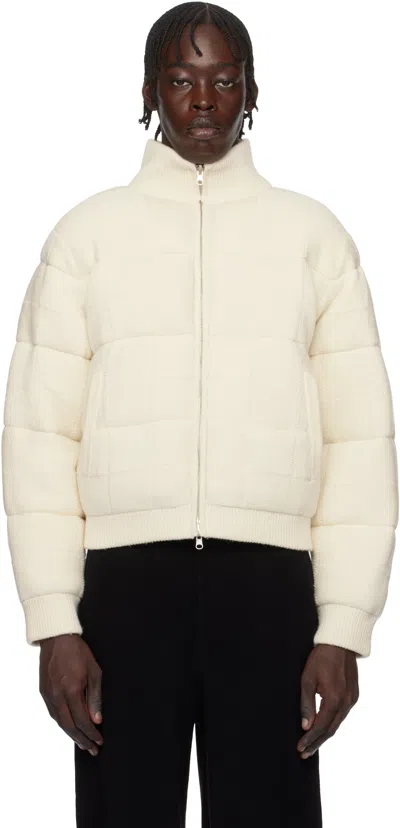 Guest In Residence Off-white & Red Quilted Reversible Puffer Jacket In Cream