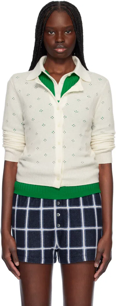 Guest In Residence Off-white Jane Pointelle Cardigan In Cre Cream