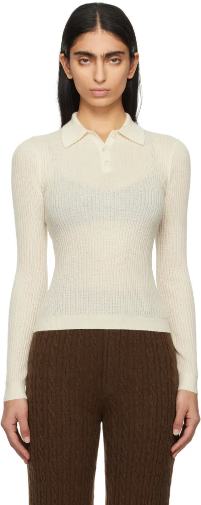 Guest In Residence Off-white Long Sleeve Shrunken Polo In Cre Cream