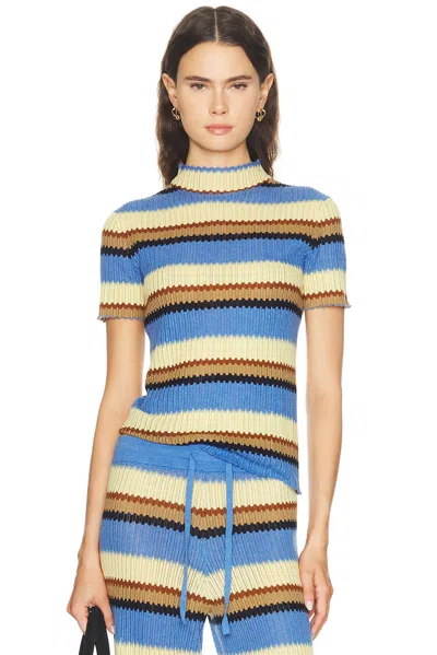 Guest In Residence Palazzo Striped Ribbed T-shirt In Multi