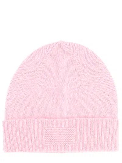 Guest In Residence Pastel Pink Wide Ribbed Cuff Cashmere Beanie In White