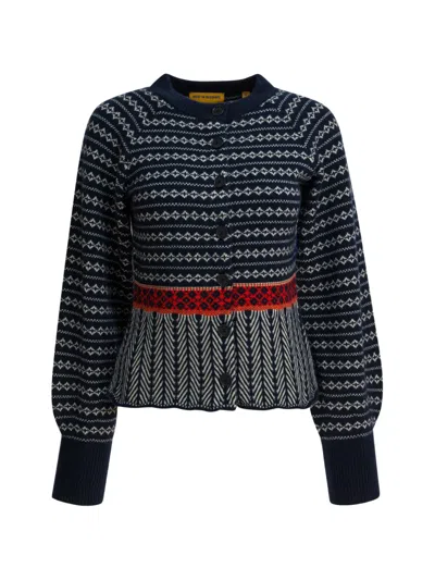 Guest In Residence Knit Top Contrast Waistband Long Sleeves In Blue