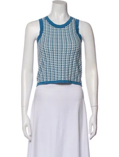 Pre-owned Guest In Residence Patterned Crew Neck Crop Top In Multi