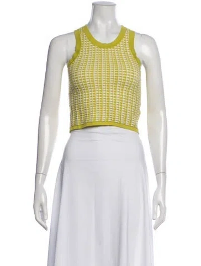 Pre-owned Guest In Residence Patterned Crew Neck Crop Top In Neutrals