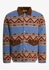 Guest In Residence Patterned Blue Jacket With Corduroy Collar In Multi