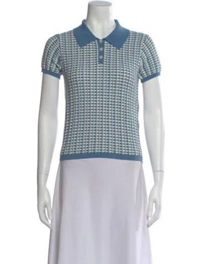 Pre-owned Guest In Residence Patterned Short Sleeve Polo In Blue