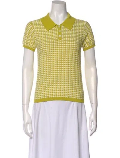Pre-owned Guest In Residence Patterned Short Sleeve Polo In Yellow