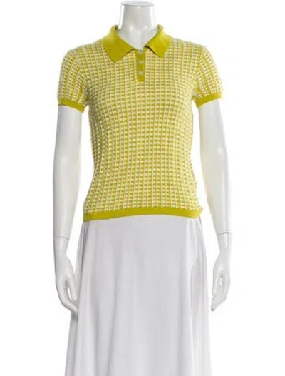 Pre-owned Guest In Residence Patterned Short Sleeve Polo In Yellow