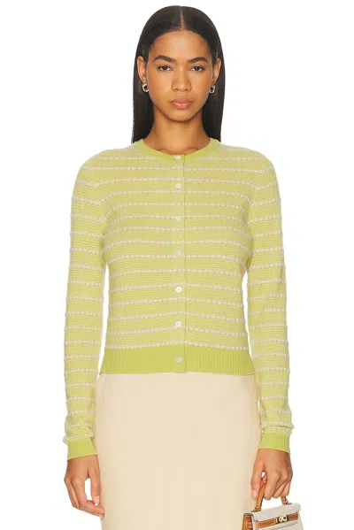 Guest In Residence Green Cashmere Knit Pebble Stripe Jane Cardigan