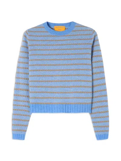 Guest In Residence Cashmere Crewneck Sweater With Pebble-stripe Texture In Purple