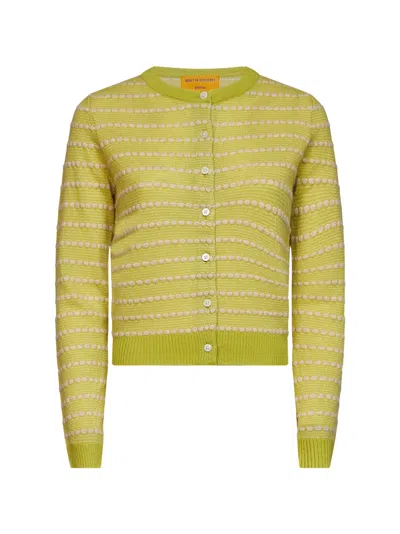 Guest In Residence Pebble-stripe Silk Blend Cardigan In Green