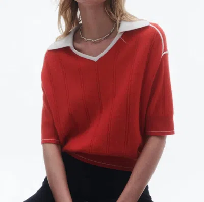 Guest In Residence Pele V Neck Polo In Red