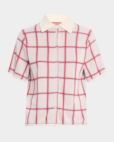 Guest In Residence Picnic Plaid Button-front Shirt In Pink