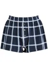 Guest In Residence Picnic Checked Silk And Linen-blend Shorts In Navy
