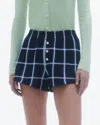 Guest In Residence Picnic Plaid Button Short In Midnight Combo In Purple