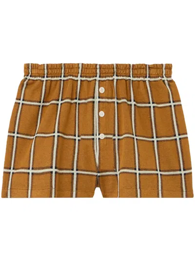 Guest In Residence Picnic-inspired Shorts With Relaxed Fit And Button Front In Orange