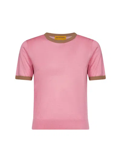 Guest In Residence Pink Cashmere Knit Airy Ringer T-shirt