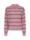 Guest In Residence Pink Striped Cashmere Knit Collegiate Stripe Polo Shirt In Multi