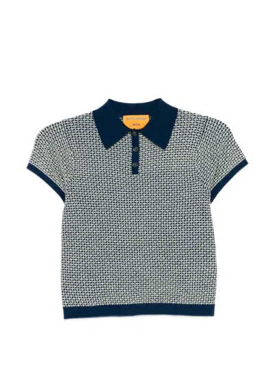 Guest In Residence Pique Buttoned Short-sleeve Polo Shirt In Blue