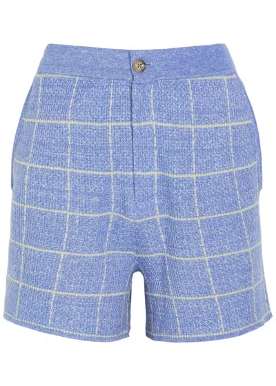 Guest In Residence Plaid Cashmere And Linen-blend Shorts In Multi