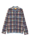 Guest In Residence Plaid Work Shirt With Structured Collar In Blue