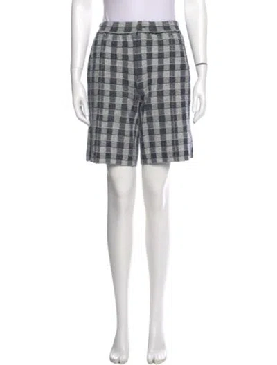 Pre-owned Guest In Residence Plaid Print Knee-length Shorts In Blue