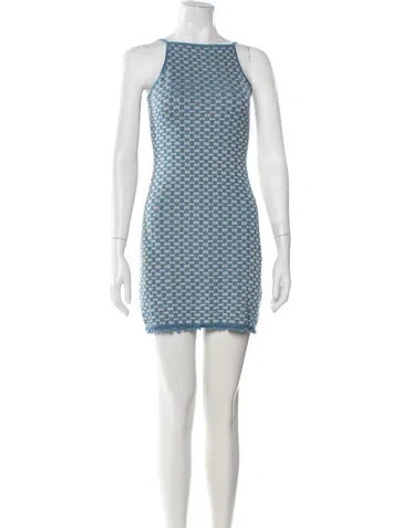 Pre-owned Guest In Residence Plaid Print Mini Dress In Blue