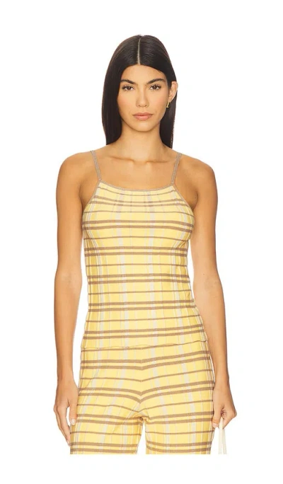 Guest In Residence Plaid Tank Top In Yellow