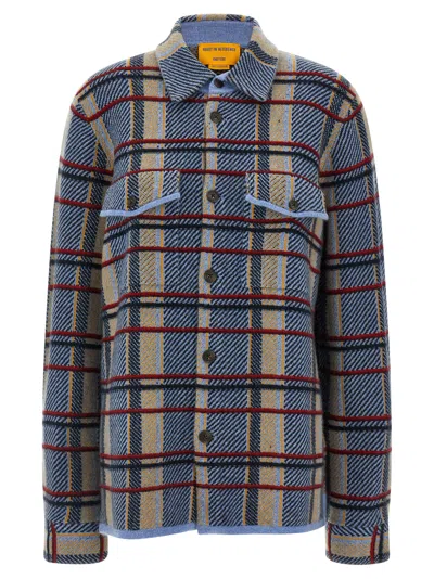 GUEST IN RESIDENCE PLAID WORK SHIRT AND BLOUSE BLUE
