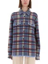 Guest In Residence Heather Blue Plaid Cashmere Work Shirt Jacket In Blue