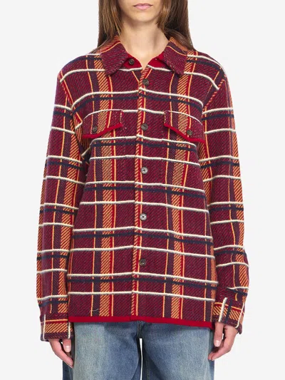 Guest In Residence Plaid Work Shirt In Burgundy