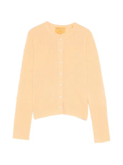 Guest In Residence Pointelle-knit Cashmere Cardigan In Orange