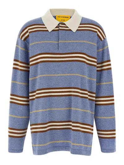 Guest In Residence Striped Rugby Polo Shirt In Blue