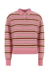 Guest In Residence Pink Striped Cashmere Knit Collegiate Stripe Polo Shirt In Pink