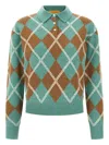Guest In Residence Argyle-pattern Wool-cashmere Polo Shirt In Green